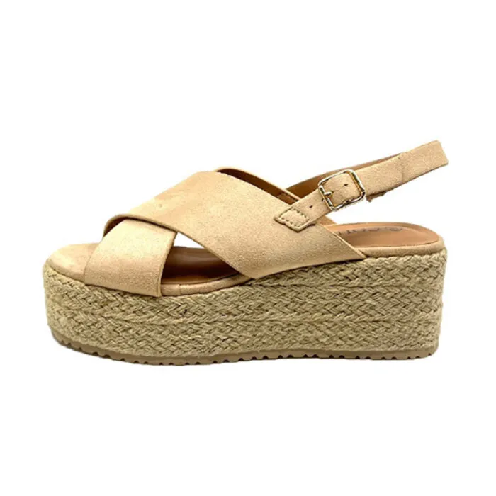 Queen Accessories - Πέδιλο suede B5720 Μπεζ
